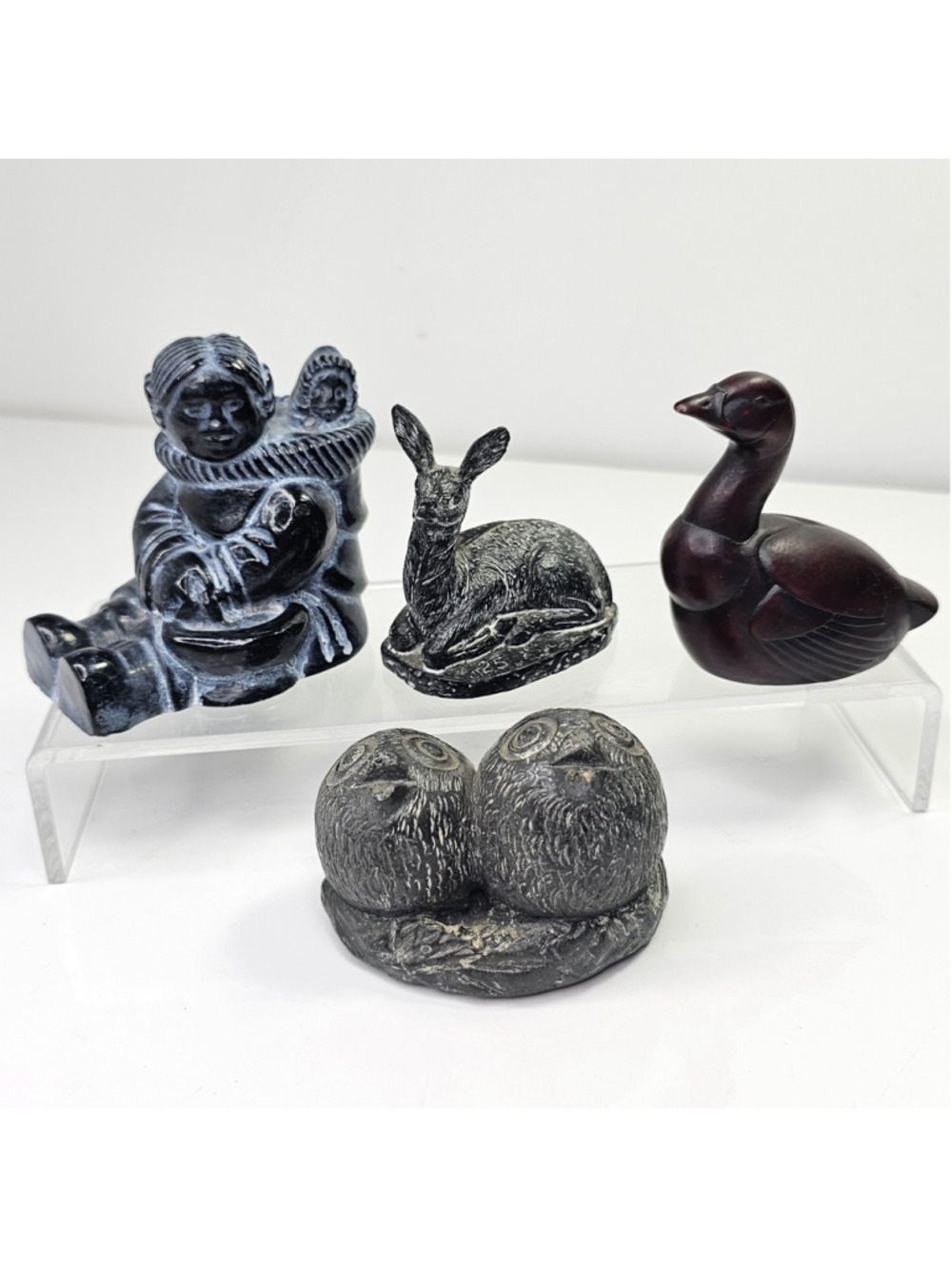 Vintage Made in Canada Arctic Animal & Inuit Figurines Lot Boma Wolf Sculptures